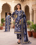 BAROQUE Embroidered Digital Printed Khaddar 3-Piece Suit - Blue