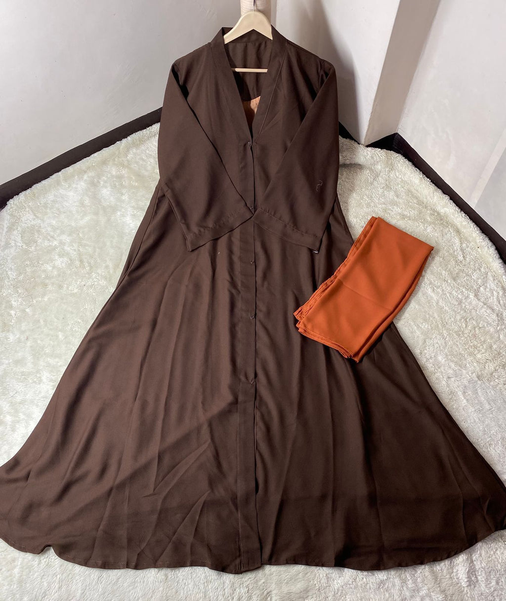 Chocolaty Abaya With Inner & Stoller - China Georgette