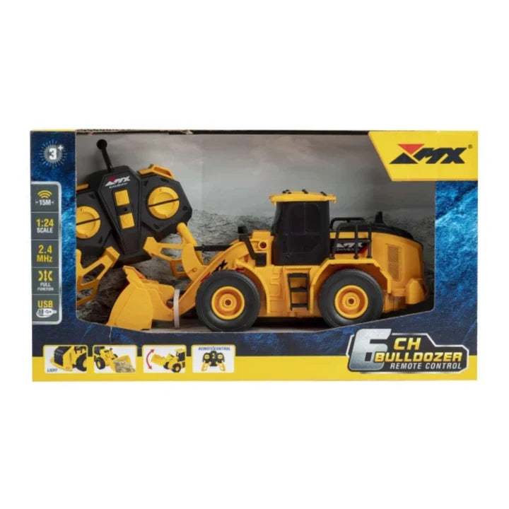 6 Channel Remote Control Bulldozer 1:24 Scale Construction Vehicle Toy