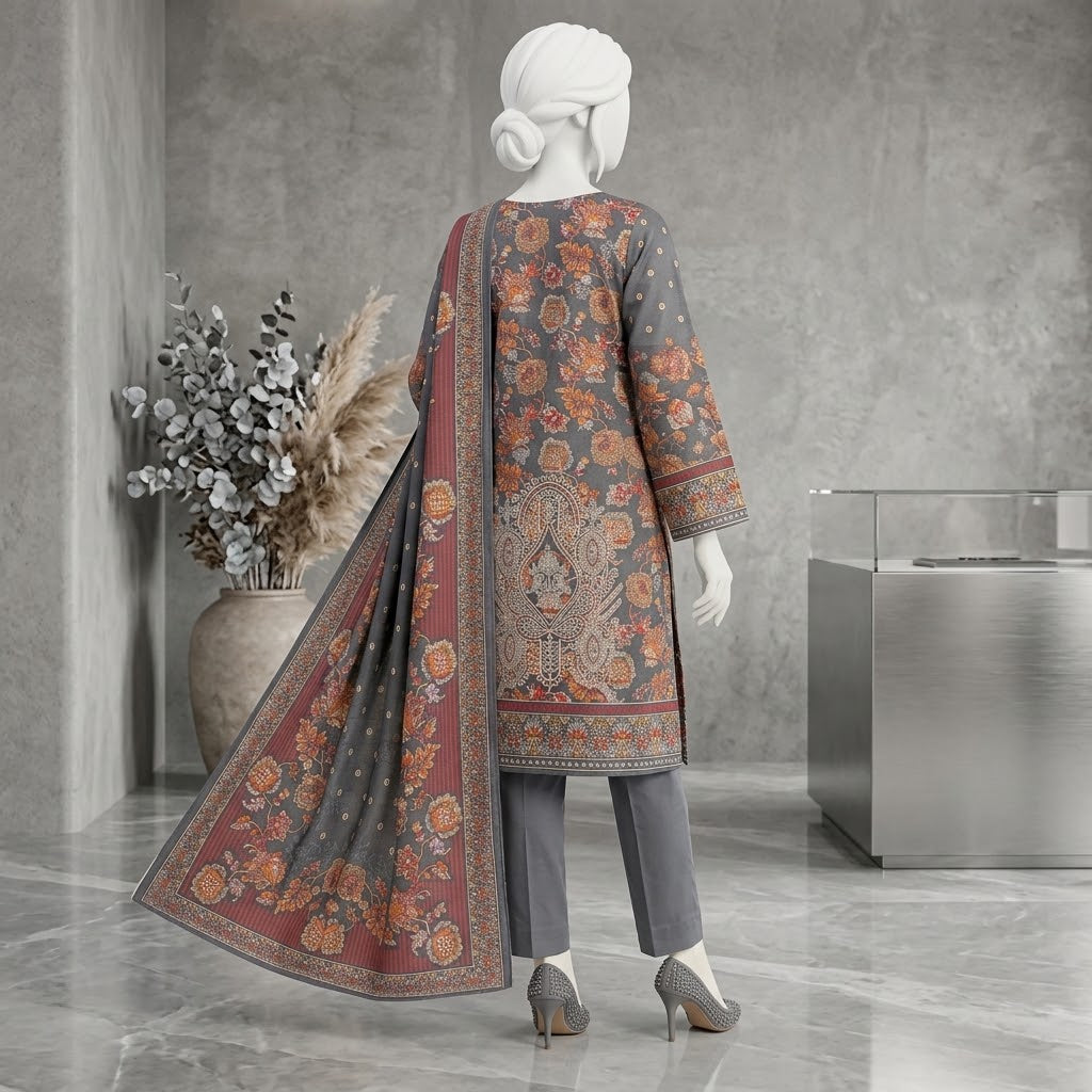 Premium Dhanak 3-Piece Unstitched Suit | Embroidered Winter Collection Rs 3,393