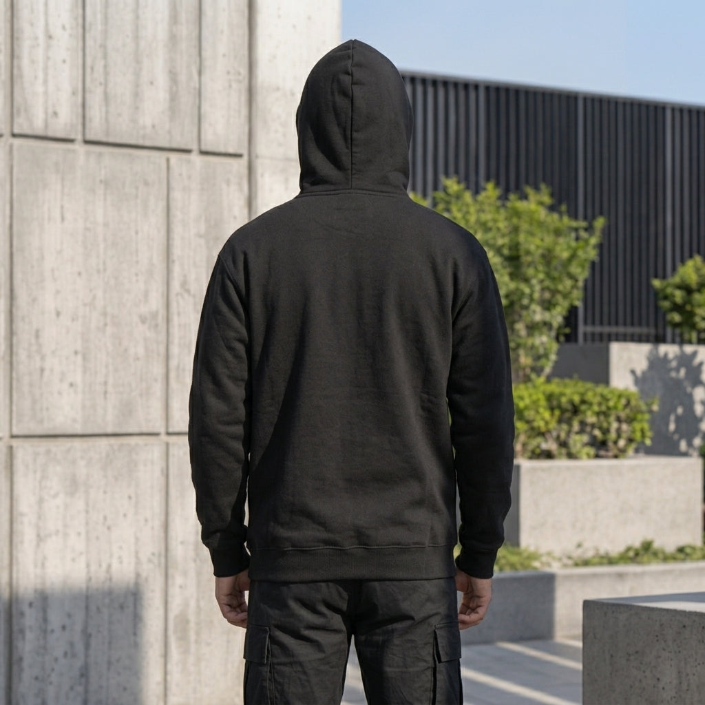 Ninja Balaclava Hoodie for Men & Women – Unisex Black Full Zip Fleece Hoodie with Built-in Face Mask - Extra Large