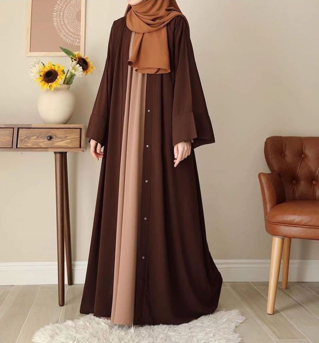 Chocolaty Abaya With Inner & Stoller - China Georgette