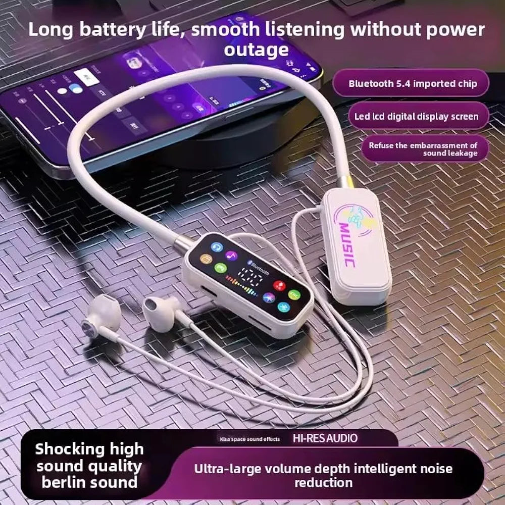 Mf Model YG17 Wireless Neckband Earphones With LED Display Portable Audio Headset