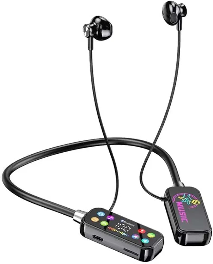 Mf Model YG17 Wireless Neckband Earphones With LED Display Portable Audio Headset