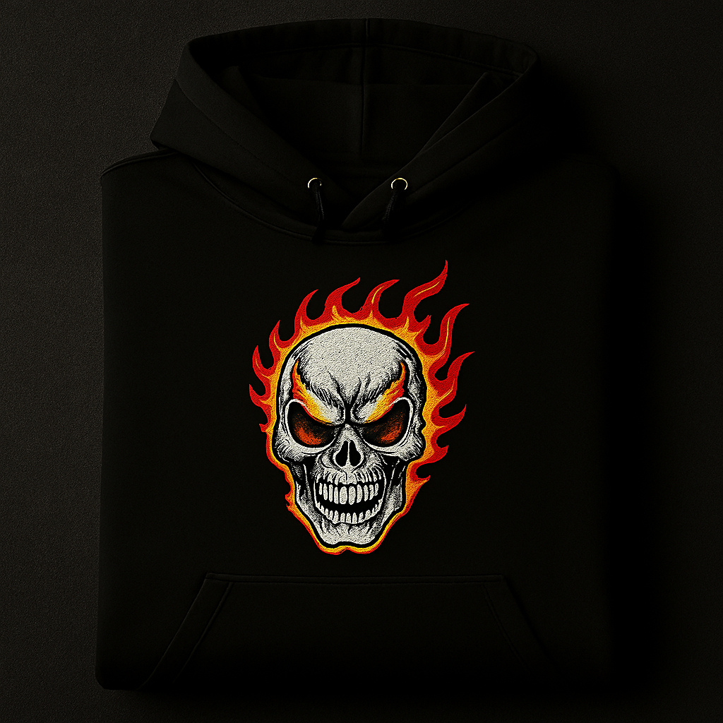 New Summer Collection Full Black Hoodie with Ghost Skull Print for Men and Boys – Comfortable, Trendy & Casual Wear - Large