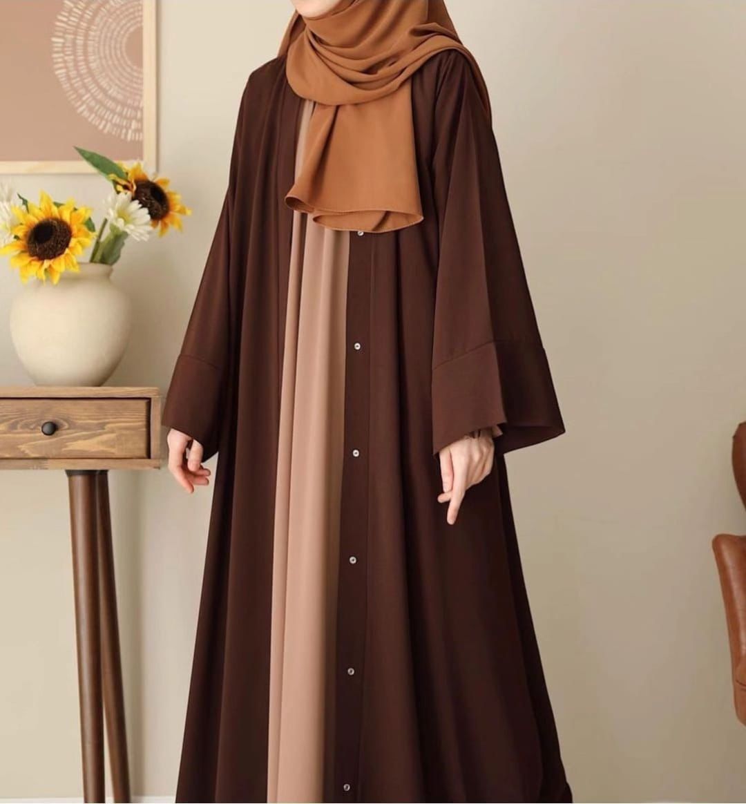 Chocolaty Abaya With Inner & Stoller - China Georgette