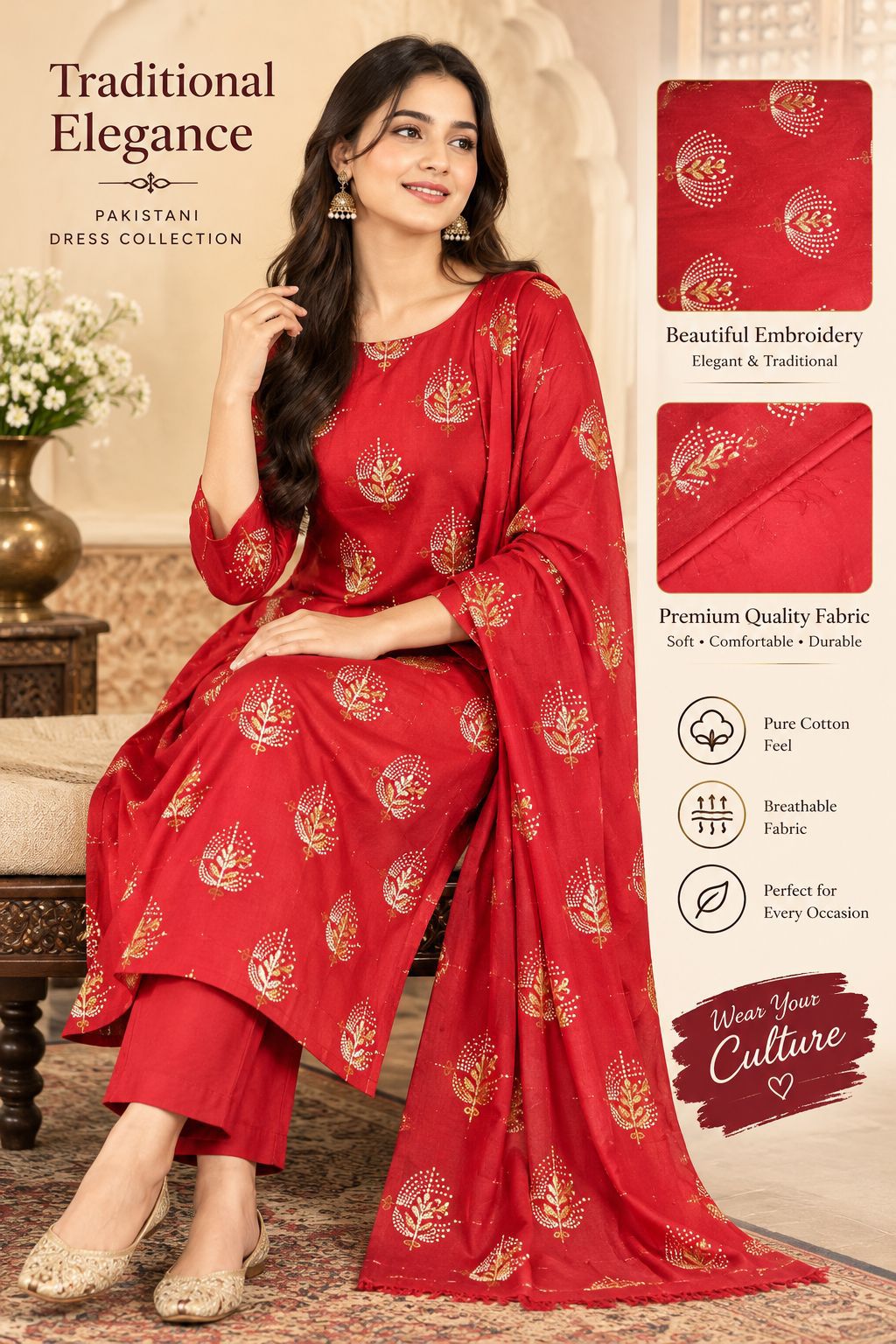 Premium Lawn 2 Piece Unstitched Suit With Printed Shirt And Plain Trouser For Women