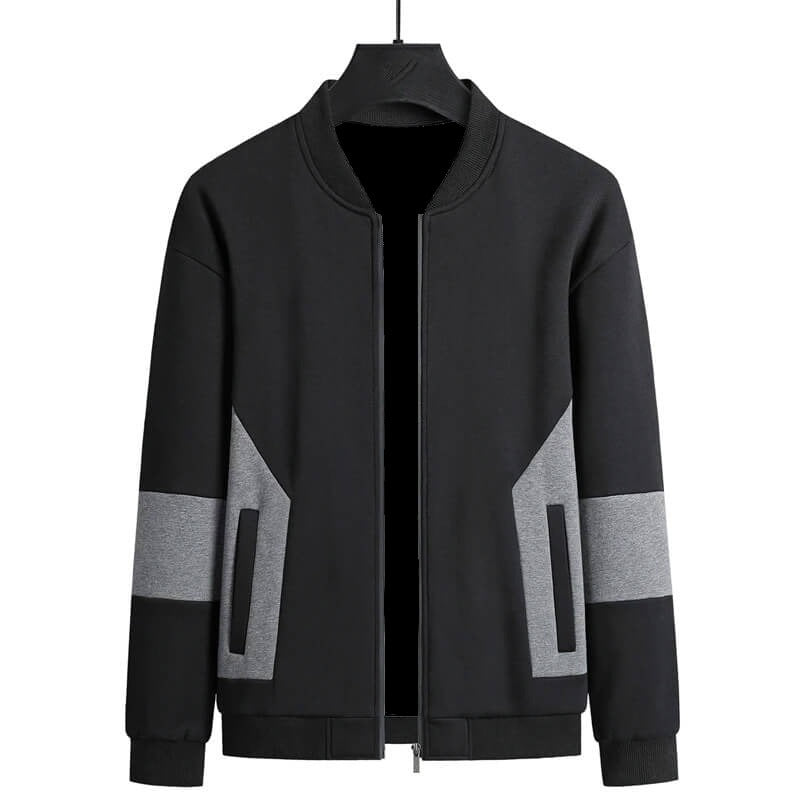 Men's Bomber Style Tracksuit - Black - L