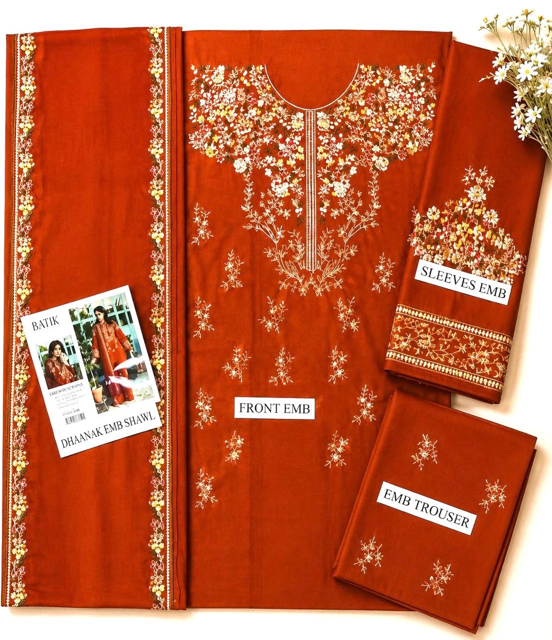 BATIK WINTER COLLECTION Dhanak 3 PC Best Quality Stuff (Unstitched)