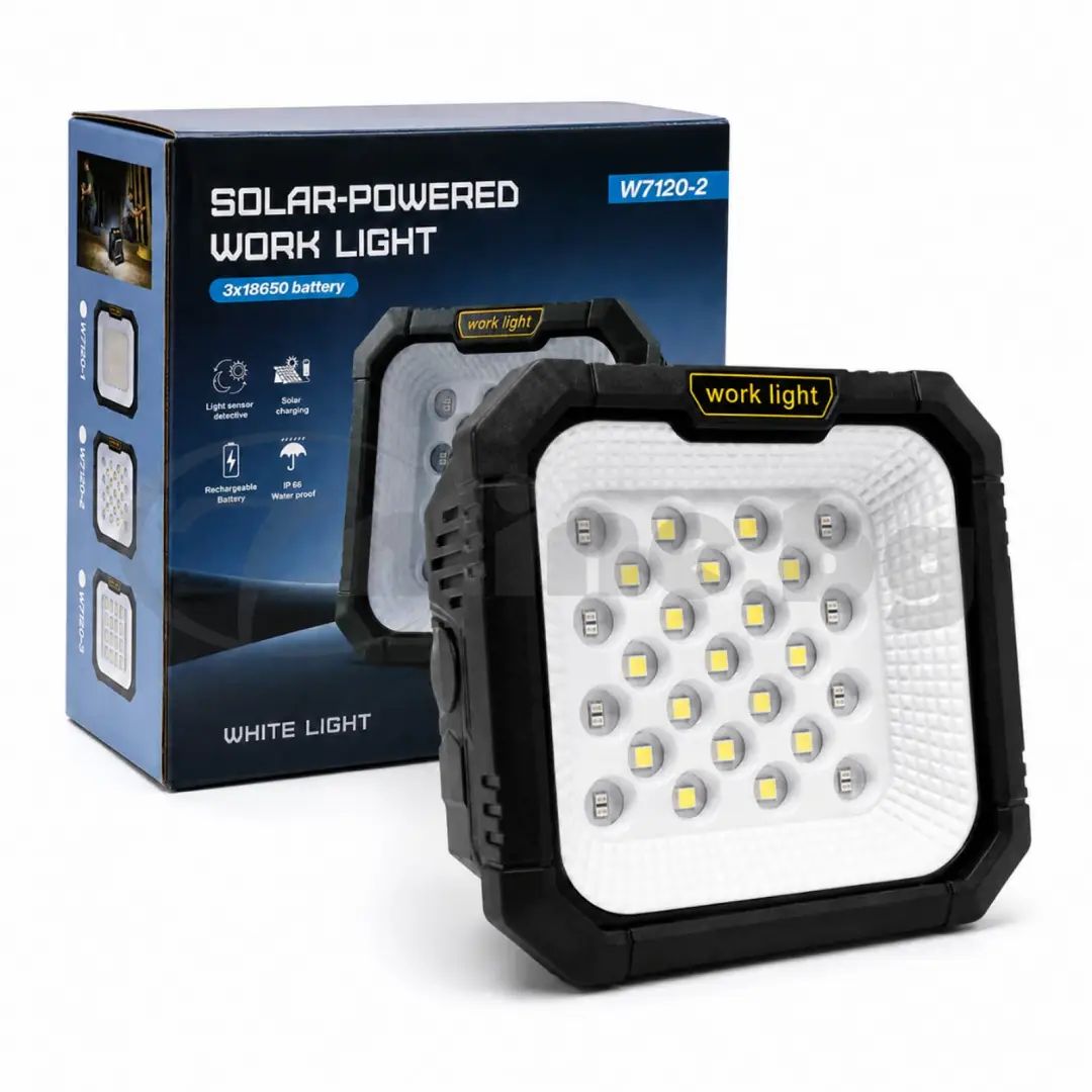 Solar-Powered Work Light - Rechargeable & Waterproof Model - W7120-2