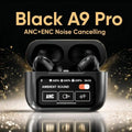 Smart Touch Screen Wireless Earbuds with ANC ENC Noise Cancellation & Spatial Audio - Black