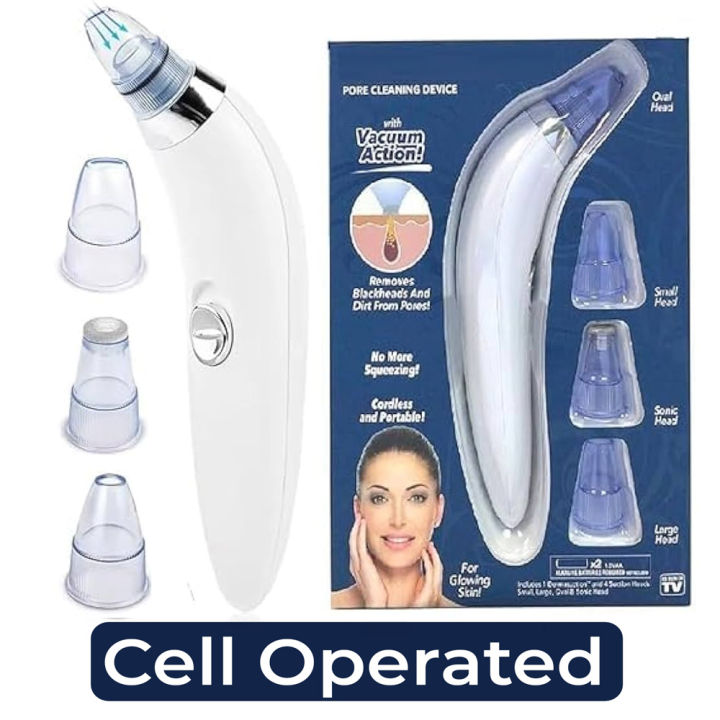 4in1 Derma Suction Blackhead Remover Device | Blackhead Removing Machine For Facial Care Deep Cleansing (Cell Operated)